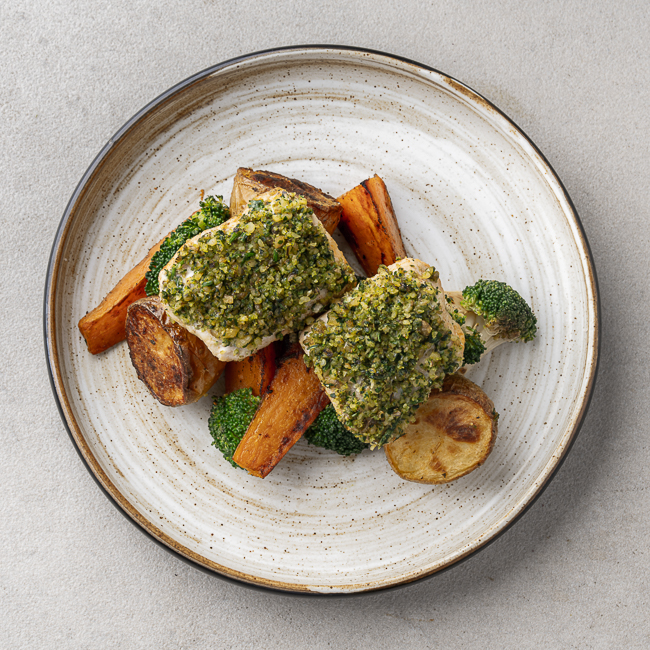 Italian Gremolata Fish & Roasted Vegetable Medley